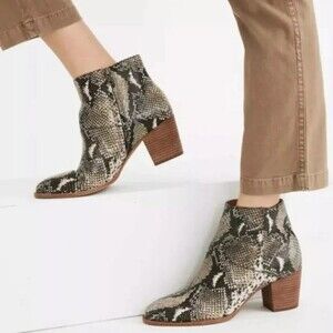 Madewell The Rosie Ankle Boot in Snake Embossed Leather Size 7